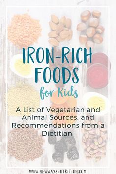 iron rich foods for kids with text overlay