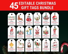 the christmas gift tags bundle is shown with candy canes