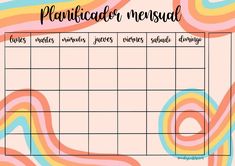 a printable planner with colorful swirls on it