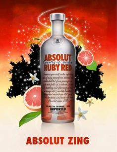 an advertisement for absolut ruby red vodka