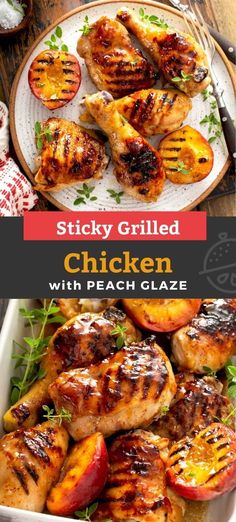 grilled chicken with peach glaze on a plate