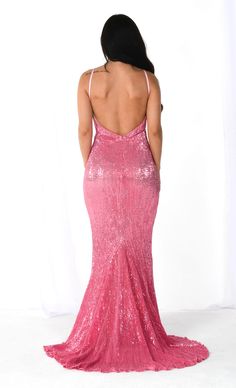 Fire and Ice Pink Sequin Sleeveless Spaghetti Strap Plunge V Neck Back – Indie XO Mermaid Maxi Dress, Sequin Maxi Dress, Sequin Maxi, Backless Maxi Dresses, Red Sequin, Pink Sequin, Fire And Ice, The Fire, Traditional Dresses