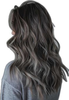 Long wavy brunette hair with ash grey highlights for added depth and dimension. Beautiful Gray Hair, Silver Grey Hair, Hair Shades, Grey Hair Color, Chic Look, Latest Hairstyles, Grey Hair, Hair Colors, Natural Beauty