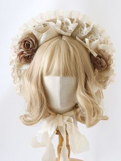 This price is for a bonnet only, others are not included. Vintage Cream Bonnet, Adjustable Ruffled Bonnet, 1830s Bonnet, Elegant Floral, Statement Pieces, Lace Trim, Floral Design, Hairstyles, Trim