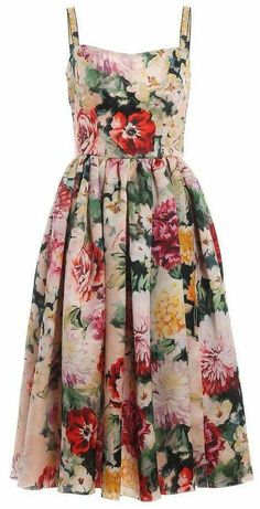 Floral Organza Dress, Dolce Gabbana Dress, Organza Dress, Silk Floral Dress, Vestidos Vintage, Floral Fashion, A Dress, Floral Print Dress