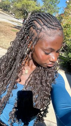 Summer Hair Black Women, Short Fulani Braids With Curls, Color 4 Braids, Fulani Twist, Braids Hairstyles Pictures, Birthday Hair, Braided Cornrow Hairstyles