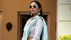 Download Sobhita Dhulipala Latest mobile wallpaper Saree With Shirt, Shirt Blouse Designs, Roka Ceremony, Blue Sari, Pleated Saree, Icy Blue, Indian Outfit