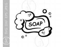 soap sign with bubbles on it and the word soap written in cursive font