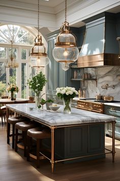 Dream Kitchen, Beautiful Kitchen,kitchen ideas, modern kitchen design, kitchen, design ideas, kitchen island ideas, kitchen decor, Modern Kitchen Colours, Cozy Kitchen, Kitchen Light Marble Countertops, Incredible Kitchens, Marble Top Kitchen Island, Luxury Kitchen Island, Parisian Kitchen, Amazing Rooms, Modern Parisian, Kitchen 2024, Mediterranean Luxury