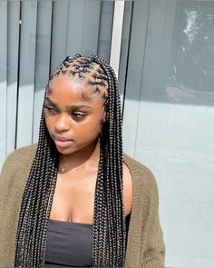 #braids Cross Hairstyles, Hairstyles Of Braids, Cute Braided Styles, Criss Cross Braids, Back To School Braids, Afro Hairstyles Braids, Cross Braids, Black Hair Hairstyles, Half Cornrows