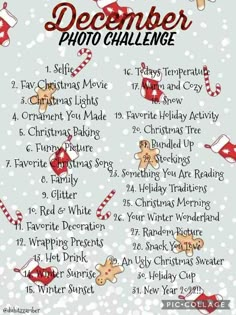 a christmas photo challenge is shown with candy canes and candies on the snow