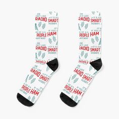 Super soft all-over printed knit socks with extra cushioning in the sole. Suitable for men and women. Funny Smart People Licensed Ham Radio Operator. Perfect Gift for Dad, Grandfather or friend that are Licensed Ham Radio Operators, or Amateur Radio Hobbyists Ham Radio Operator, Radio Design, Amateur Radio, Ham Radio, Smart People, Designer Socks, Gift For Dad, Knit Socks, Socks For Sale