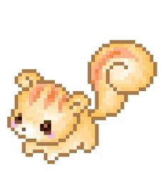 an image of a pixellated cat with its mouth open and eyes closed, in the shape of a hamster