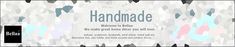 the website for handmade is displayed on a white background with black and blue triangles