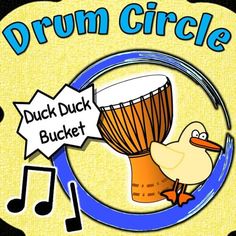 the logo for drum circle with an image of a duck holding a congrefoil