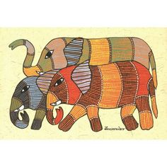 an elephant is painted on a piece of paper