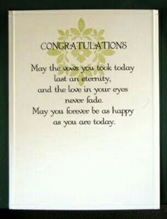 a card with congratulationss written on the front and back of it in white paper