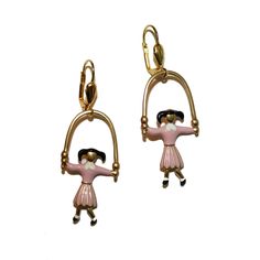 "Vintage Kitsch Jumprope Girl Earrings These are made with authentic vintage enamel charms, made in Japan They measure 2.25\" long including hooks Hooks are extra secure and will work with gauges" Retro Collectible Enamel Jewelry, Fun Nickel-free Enamel Jewelry, Novelty Pink Enamel Jewelry, Nickel-free Enamel Fun Jewelry, Nickel-free Enamel Jewelry With Fun Style, Vintage Nickel-free Clip-on Earrings For Gifts, Vintage Nickel-free Clip-on Earrings As Gift, Vintage Nickel Free Clip-on Earrings As Gift, Playful Enamel Nickel-free Earrings