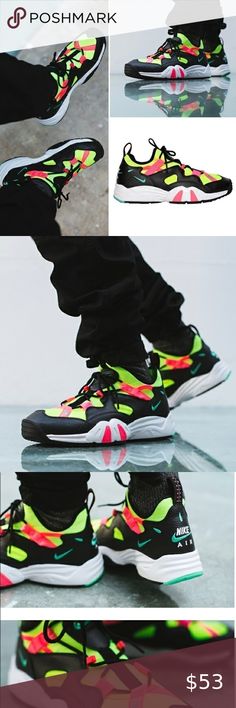 Nike Air Scream Blk/Pnk/Volt Run Sneaks Running Sneakers, Air Jordan Sneaker, Scream, Bootie, Nike Air, Sneakers Nike, Leather Upper, Black Pink, Neon