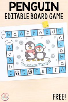 a penguin board game with two penguins on it and the text, free printable