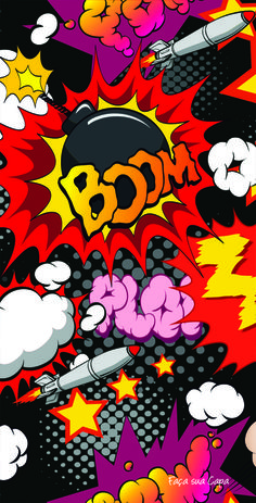 an image of a comic book cover with cartoon characters and explosions in the background