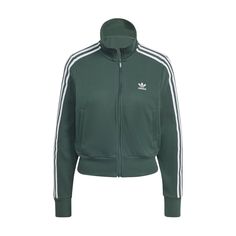 Taking your style back to a simpler time is never the wrong move. And the adidas Firebird Knitted Pinstipe Women's Track Jacket is the perfect example. Besides its classic look brought into the 21st century, this jacket also touts comfort and is easy to match with sweats, jeans, or even a pair of chinos.Regular, relaxed fit. Zip-up. Features adidas three-stripe design. Ribbed hem and cuffs. Has two zippered, front pockets. Fabric: 100% Polyester. Made from 100% recycled materials. Fall Track Jacket With Three Stripes, Fall Track Jacket With Three Stripes Branding, Fall Sportswear Track Jacket With Three Stripes, Fitted Casual Adidas Track Jacket, Adidas Fitted Casual Track Jacket, Fall Athleisure Track Jacket With Three Stripes Branding, Winter Adidas Green Track Jacket, Green Adidas Winter Track Jacket, Sporty Track Jacket With Three Stripes For Fall