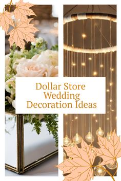 dollar store wedding decoration ideas with flowers and lights in the center, on top of a table