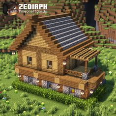 a small wooden house in the middle of a field