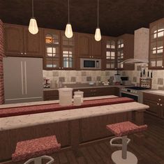 Bloxburg Rustic Kitchen Ideas Image to u Kitchen Flooring Ideas, Kitchen Bloxburg, Bloxburg Kitchen, Modern Rustic Farmhouse, Modern Rustic Homes, Christmas Decorations For Kids, Flooring Ideas, Vintage Room, Kitchen Plans