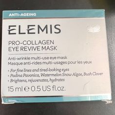 Pro-Collagen Eye Revive Mask Design House: Elemis. Series: Pro-Collagen Eye Revive Mask. Gender: Unisex. Category: Skin Care. Subtype: Moisturizers. Beauty Group: Eyes. Size: 0.5 Oz. Elemis Skincare, Elemis Pro Collagen, Skin Care Women, Mask Design, Design House, Blue And Silver, Moisturizer, Skin Care, Mask