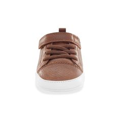 Carter's Just One You Walking Shoes Sam Casual in Brown are the perfect choice for little walkers. These shoes feature a hook-and-loop closure with elastic laces, ensuring easy on and off. With flexible outsoles, these shoes enable easy movement, allowing toddlers to explore with comfort and freedom. The durable design is built to withstand playtime activities, making them reliable and long-lasting. With their classic brown color, these Sam Casual walking shoes are a mini-me version of grown-up Comfortable Playtime Sneakers With Soft Sole, Adjustable Sneakers With Elastic Laces And Round Toe, Adjustable Low-top Non-slip Sneakers, Casual Scratch-resistant Lace-up Walking Shoes, Slip-on Sneakers With Soft White Sole, Casual Lace-up Scratch-resistant Walking Shoes, Brown Leather Sneakers With Soft Sole, Brown Lace-up Sneakers With Soft Sole, Leather Low-top Sneakers With Soft Sole