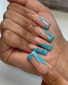 Ambre Nails, Blue Nail Design, Hello Nails, Drip Nails, Colored Acrylic Nails, Simple Acrylic Nails, Work Nails, French Acrylic Nails