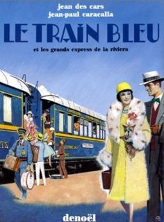 an advertisement for the french railway shows people standing in front of a blue train with passengers