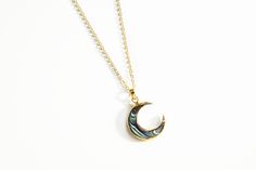 Abalone shell pendant moon necklace gold plated chain, crescent moon jewelry, abalone shell Jewelry, gifts for her, by LoulieSoul on Etsy Moon Shaped Brass Necklace For Gift, Moon-shaped Brass Necklace For Gift, Gold Crescent Wire Wrapped Necklaces, Gold Moon-shaped Wire Wrapped Jewelry, Half Moon Brass Necklace For Gift, Crescent Moonstone Necklace In Gold, Gold Crescent Moonstone Necklace, Elegant Crescent Moonstone Necklace, Gold Abalone Shell Pendant Jewelry