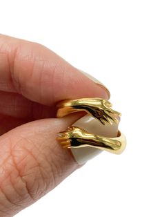 Hug Ring Arms Ring Hand Ring Gold Ring Dainty Minimal | Etsy Woman Embrace Rings, Hug Ring Gold, Hug Jewelry Ring, Irregular Gold Rings, Irregular Gold Metal Rings, Aqua Ring, Functional Jewelry, Mushroom Ring, Bird Rings