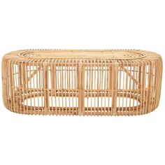 an oval rattan table made out of bamboo