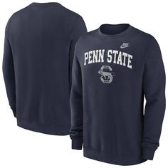 Proudly show off your die-hard loyalty to the Penn State Nittany Lions by wearing this Legacy Classic Arch Over Logo sweatshirt. Constructed by Nike, this pullover features stunning Penn State Nittany Lions graphics across the chest. The soft fabric and classic construction will ensure you stay comfortable all day long. Nike Long Sleeve Fan Gear Top, Winter College Nike Tops, Nike Long Sleeve Tops Team Spirit, Nike Long Sleeve Tops With Team Spirit, Nike Long Sleeve Tops For Team Spirit, Nike Long Sleeve Sweatshirt For College, Nike Cotton Sweatshirt For Fans, Nike Collegiate Tops For Fall, Nike Long Sleeve Top For Game Day