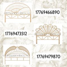 four different types of bed frames with flowers in the background and numbers on each side