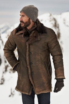 Xander Distressed Toscana Sheepskin Coat | Overland Men Coat Outfit, Rugged Man, Perfect Winter Outfit, Sheepskin Jacket, Mens Fashion Rugged, Sheepskin Coat, Mens Winter Coat, Winter Outfits Men, Jackets Men Fashion