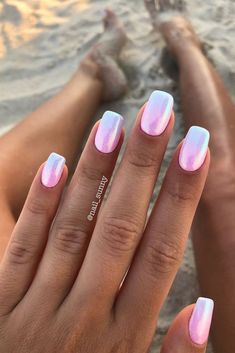 25 Simple Summer Beach Nails For 2024 - Girl In Cali Summer Nails Colors Designs, Nails Yellow, Pink Ombre Nails, Summer Nail Art, Nail Art Designs Summer, Glitter Gel Nails, Smink Inspiration