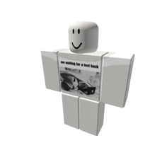 a white cube with a smiling face on it's head and an advertisement for a car