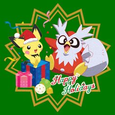 pokemon christmas wallpaper with pikachu and poke - o - poo characters