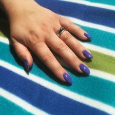 Blue or purple? Almond shaped gel nails. Convenience Store Products, Purple, Blue