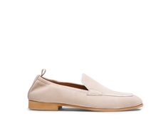 The Bella is a timeless apron toe loafer that features an elastic leather heel system on the upper to provide all day comfort. Its low stacked heel and slip-on style make it a smart decision for the office or a chic alternative on the weekend. Cream Pointed Toe Slip-on Flats, Luxury Cream Slip-on Loafers, Chic Beige Pointed Toe Slip-on Flats, Beige Suede Lined Slip-on Loafers, Beige Leather Pointed Toe Slip-on Flats, How To Make Shoes, Stacked Heel, Shoe Care, Men's Collection