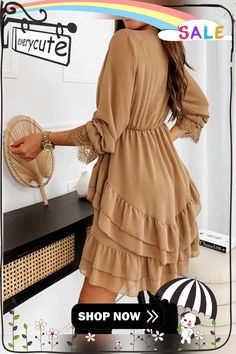 Long Sleeve V-neck Ruffle Chiffon Dress Chiffon Ruffle Dress, Chiffon Ruffle, Neck Ruffle, Chiffon Dress, Customer Support, Chiffon, Fast Delivery, V Neck, Long Sleeve