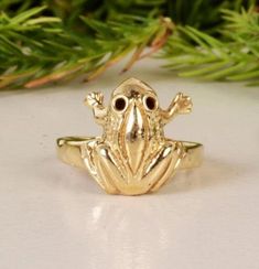 "Frog Ring, Brass Ring, Handmade Jewelry, Unisex Jewelry, Boho Ring, Tribal ring, Animal Ring, Gift for Her, Personlized Gift, ethnic ring ♥ SIZE:- All Size Are Available, Choose From Variation. ♥ METAL:- Brass ♥ BRASS SPECIALTY ♥ Brass is known for its strength and durability. However, it is also very malleable, making it ideal for shaping into intricate jewelry designs. Brass does not rust and is resistant to corrosion. However, it does develop a patina, or greenish layer, over time. Enjoy Fre Nature-inspired Brass Rings For Gifts, Gold Novelty Round Jewelry, Handmade Adjustable Novelty Rings, Handmade Gold Novelty Jewelry, Personlized Gifts, Frog Ring, Animal Ring, Promise Ring Gift, Animal Rings