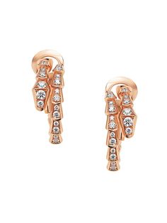 Rose Gold Diamond Earrings, Bvlgari Earrings, Gold Diamond Drop Earrings, Bvlgari Serpenti, Gold Diamond Earrings, Large Hoop Earrings, Women Diamond, Diamond Drops, Diamond Drop Earrings