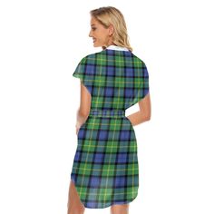 Gordon Old Ancient Tartan Plaid Stand-up Collar Casual Dress With BeltCasual classic style dress, with a thin belt to close the waist, highlighting the waist line, small V-neck, short sleeves, sexy and charming Fabric: 98% polyester Regular fit Waistband to close the waist, stand-up collar Fabric weight: 80g/m² Thread Color: black orwhite for a single piece, automatically chosen using color approximation. Can not be customized. For the knotted area, please refer to the canvas section (section in the middle) as the benchmark since mock-up may not display the precise result for certain images. Care Instruction: machine wash cold with similar colors, do not bleach, tumble dry low, do not iron, do not dry clean. Notice:a variety of factors may cause slight differences between the actual produc Dresses With Belts Casual, Tartan Clothing, Scottish Tartans, Dress With Belt, Modern Dress, Tartan Plaid, Cropped Hoodie, Style Dress, Single Piece