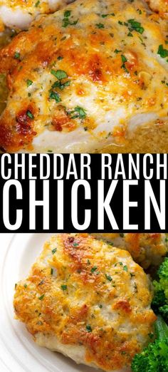 cheddar ranch chicken on a plate with broccoli