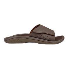 OluKai Nalu Sandal Slides for Men Product Overview: The OluKai Nalu Slide Sandals for Men takes all the comfort and offers a slide version featuring water-resistant faux leather and an adjustable strap for a superior fit for your foot. If you love the features of the Ohana, then you will not be disappointed with the Nalu Slide! Product Features: Semi-rigid orthotic arch support Slide sandal design Water-resistant synthetic strap with an ultra soft, quick-drying jersey knit lining High-quality mi Brown Synthetic Slide Sport Sandals, Comfortable Brown Slide Sport Sandals, Comfortable Brown Sport Slide Sandals, Brown Slide Flip Flops With Cushioned Footbed, Brown Synthetic Slide Sandals, Brown Slides With Arch Support For Vacation, Brown Slip-on Slides With Arch Support, Brown Synthetic Slides, Leather Slide Flip Flops For Outdoor